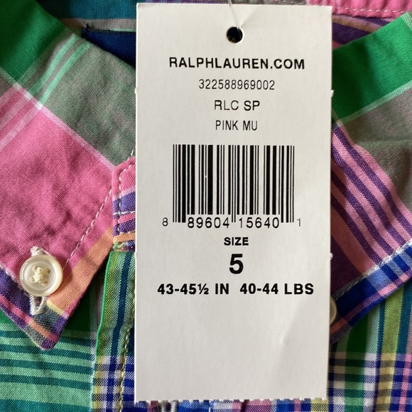 🌞Polo Ralph Lauren boys plaid multi color short sleeve 💯cotton shirt size 5 - Picture 8 of 9